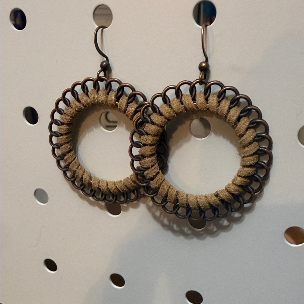 Chic Tan and Brown Hoop Earrings